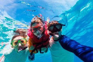 family snorkeling